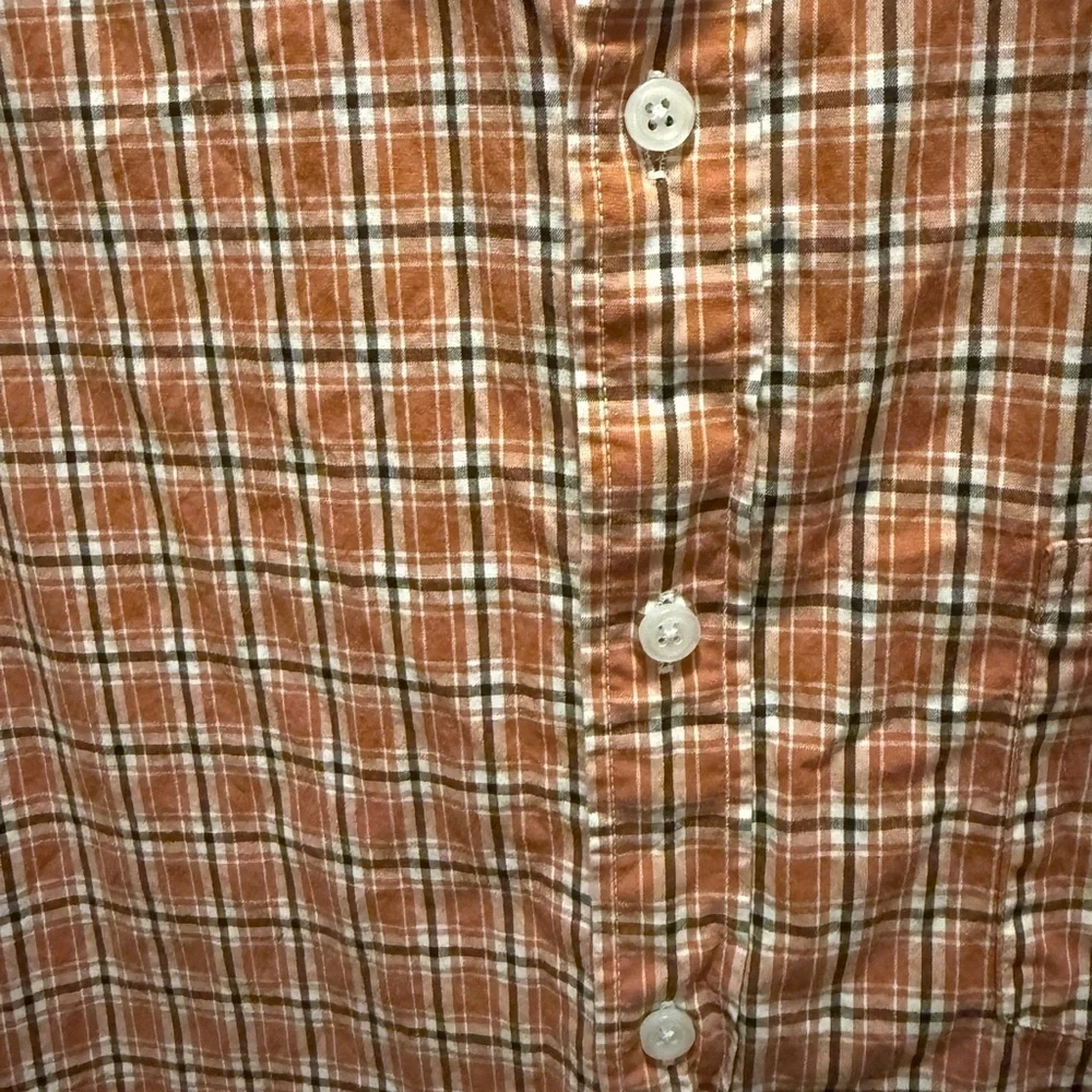 J. Crew Men's Casual Slim Untucked Orange Checkered Shirt size XL